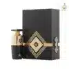 Coffret de luxe Madawi Gold Edition avec flacon 100ml et boîte noire géométrique élégante.