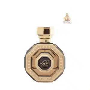 Flacon octogonal doré du parfum Al Fareed d'Arabian Oud, fragrance orientale haut de gamme.